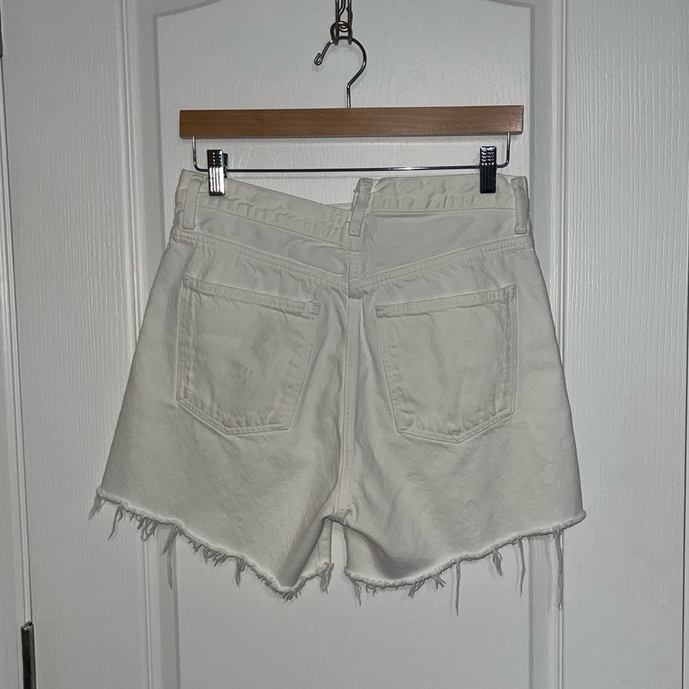 AGOLDE Criss Cross Short $178 Element White Denim Shorts Asymmetrical Long Sz 28 - Picture 9 of 9